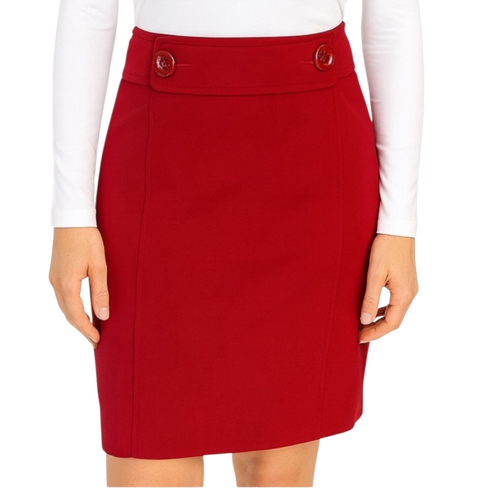 Ann Taylor Button Detail Red Skirt. 00P